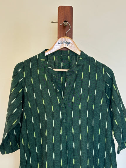 Women's  3/4th Sleeve Printed Green Kurti - M Size