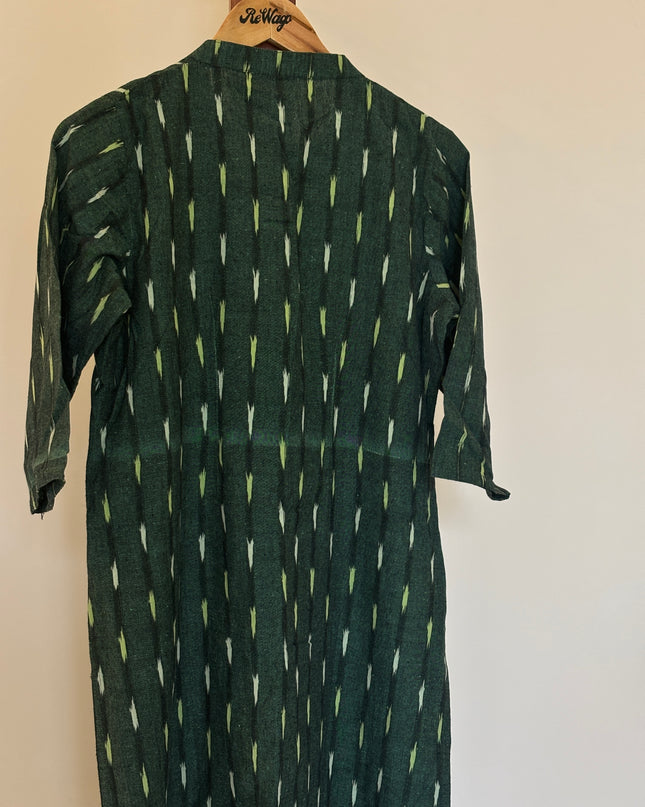 Women's  3/4th Sleeve Printed Green Kurti - M Size