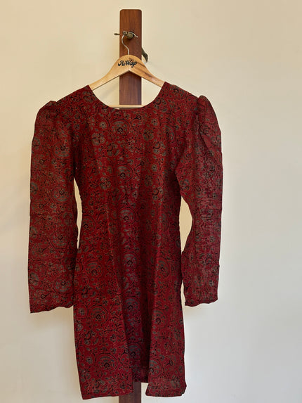 Women's  Printed Maroon Kurti - M Size
