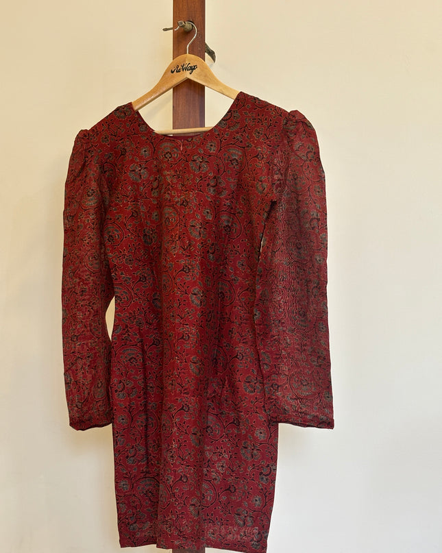 Women's  Printed Maroon Kurti - M Size