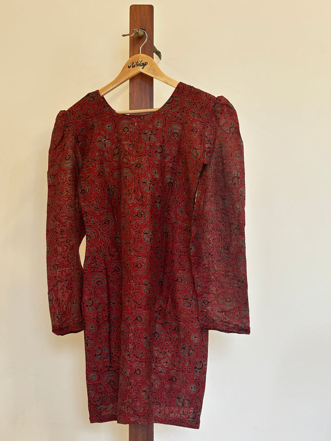 Women's  Printed Maroon Kurti - M Size