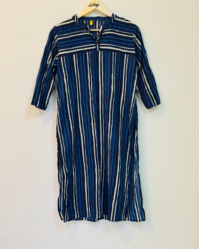 Women's Cotton Lined Indigo Blue Kurti - XL Size