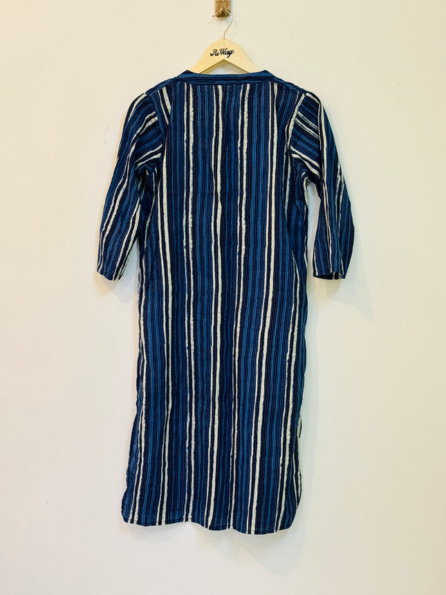 Women's Cotton Lined Indigo Blue Kurti - XL Size