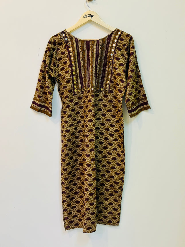 Women’s 3/4th Sleeve  Kalamkari Printed Kurti - L Size