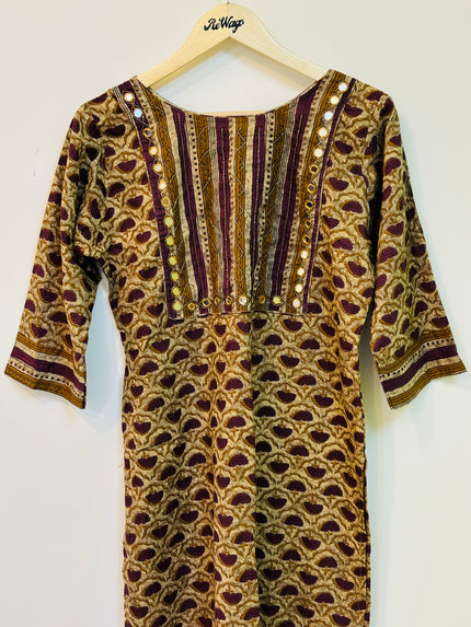 Women’s 3/4th Sleeve  Kalamkari Printed Kurti - L Size