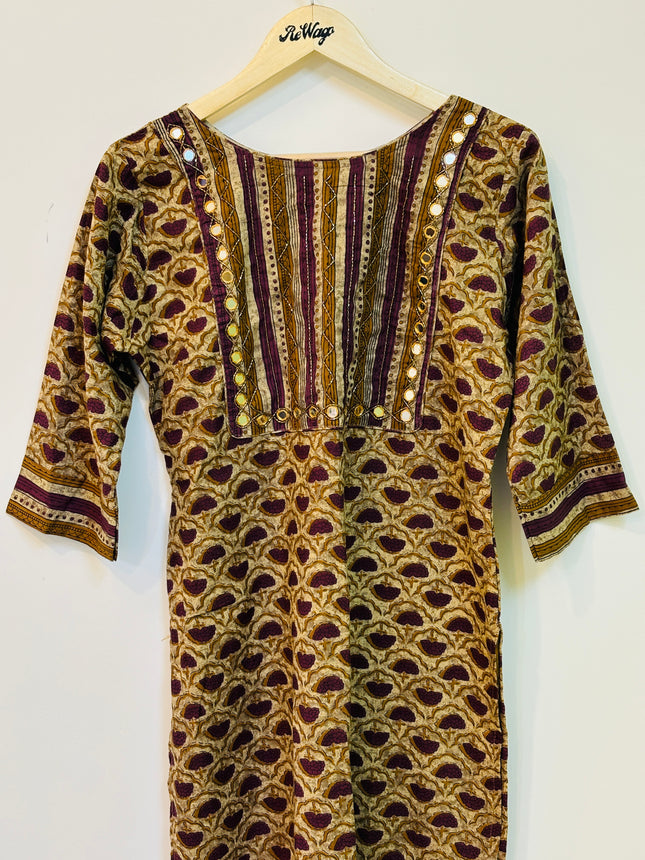 Women’s 3/4th Sleeve  Kalamkari Printed Kurti - L Size