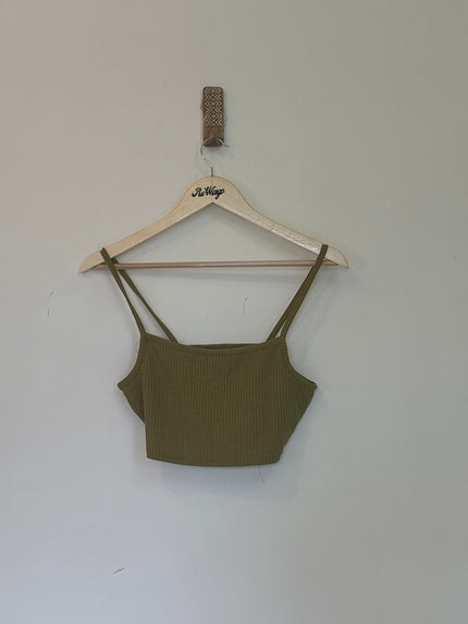 DIVIDED H&M  Women’s Sleeveless Olive Crop Top - S Size