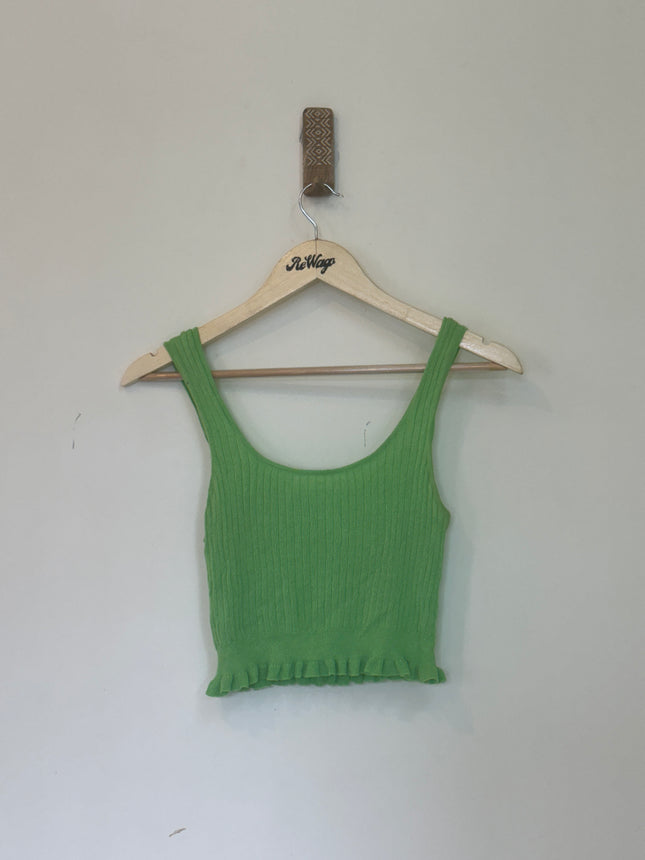 MNG Women’s  Sleeveless Fluorescent Green Croptop - S Size