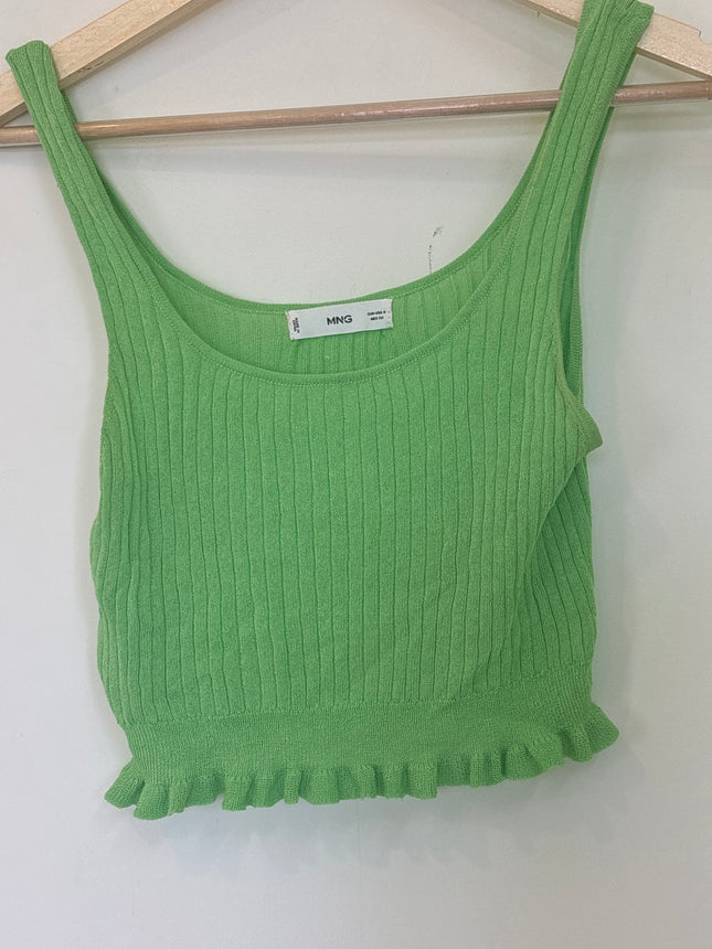 MNG Women’s  Sleeveless Fluorescent Green Croptop - S Size