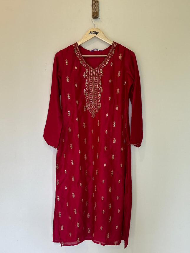 Libas Magenta Women’s Sequinced Work Kurti - M size