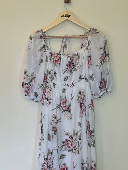 Women’s Floral printed White Dress - L Size