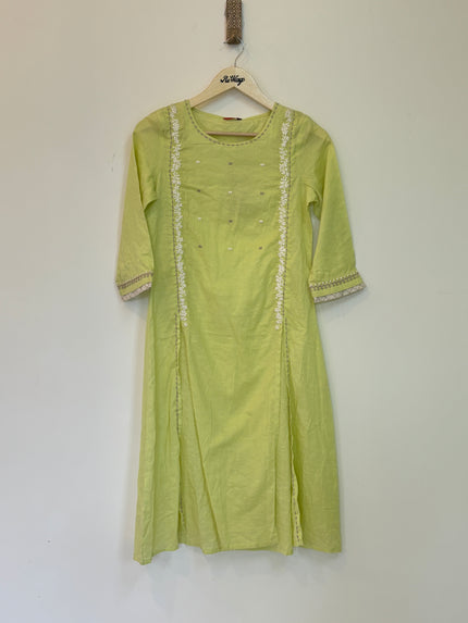 W Women’s Green Khadi Kurti with Half Sleeve - M  Size