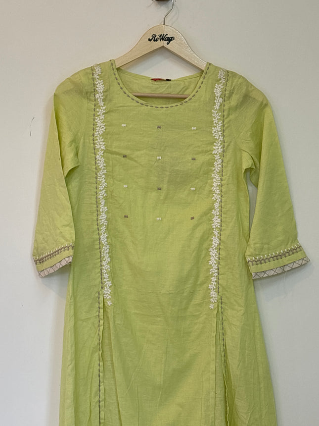W Women’s Green Khadi Kurti with Half Sleeve - M  Size
