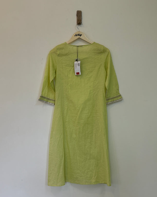W Women’s Green Khadi Kurti with Half Sleeve - M  Size