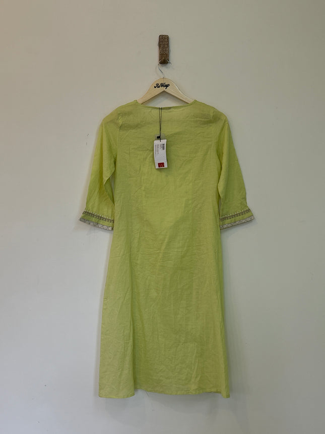 W Women’s Green Khadi Kurti with Half Sleeve - M  Size