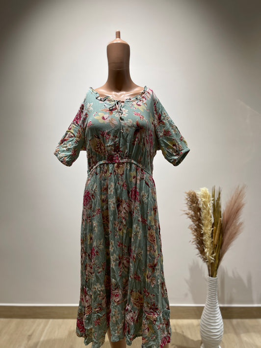 FIG Floral Print Fit & Flare Women Dress L Size