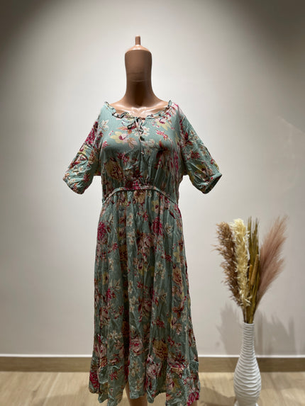 FIG Floral Print Fit & Flare Women Dress L Size