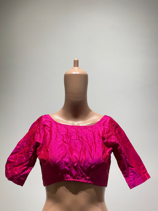 Women's  3/4 Magenta Plain Blouse - XS Size