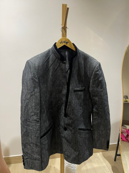 Men's Kalyan Silks Barat Grey Jacket - L Size