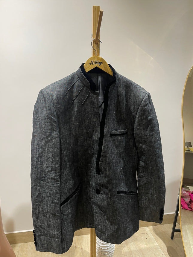 Men's Kalyan Silks Barat Grey Jacket - L Size