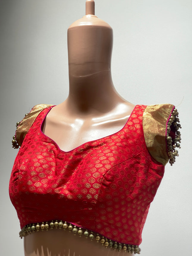 Poornima Indrajith Fancy Stitched Red Blouse - L Size