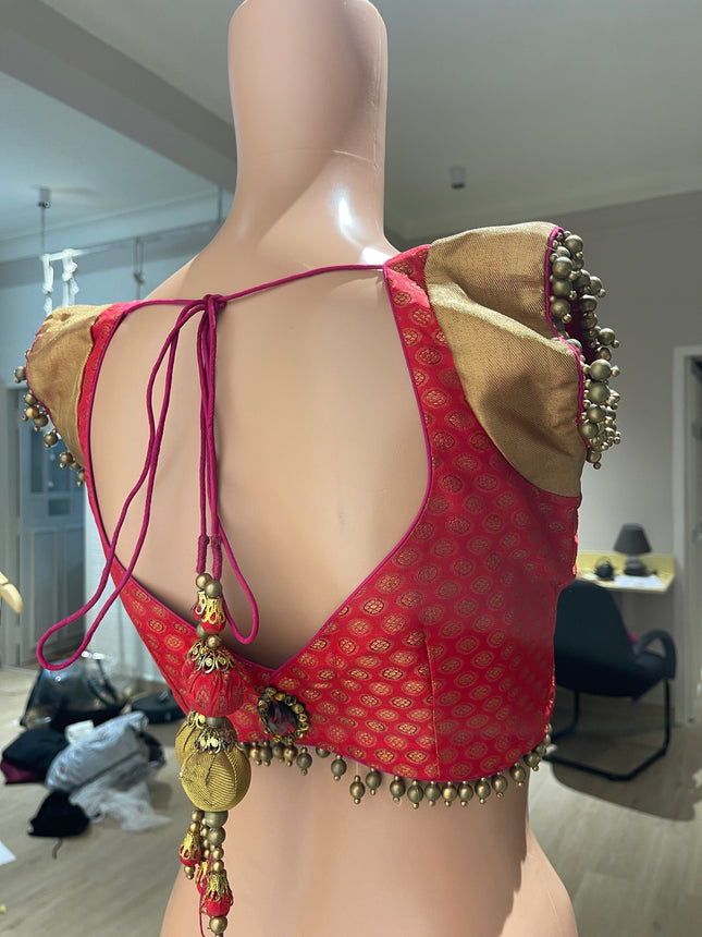 Poornima Indrajith Fancy Stitched Red Blouse - L Size