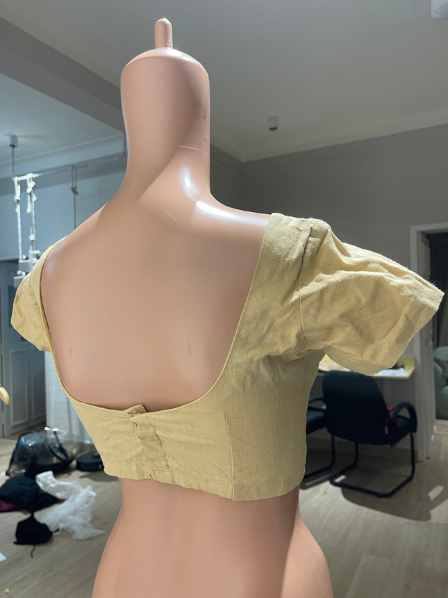 Womens Cream Plain Blouse - M Size