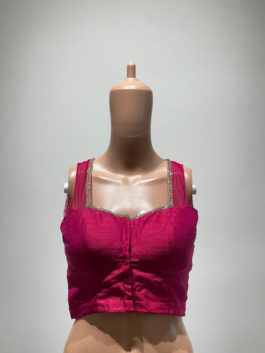 Women's Sleeveless Sweetheart Neck Pink Blouse - M Size