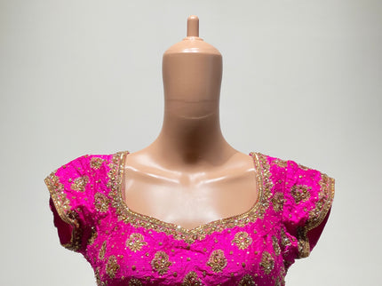 Women's Designer With Heavy Work Magenta Blouse - M Size
