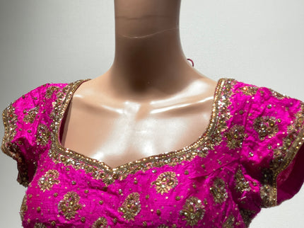 Women's Designer With Heavy Work Magenta Blouse - M Size