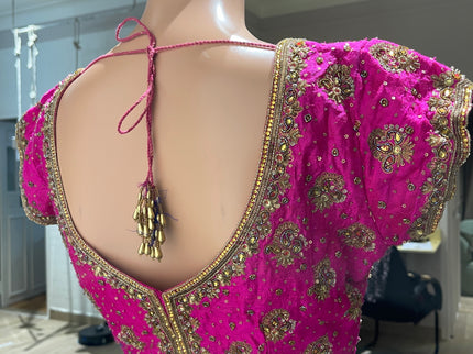 Women's Designer With Heavy Work Magenta Blouse - M Size