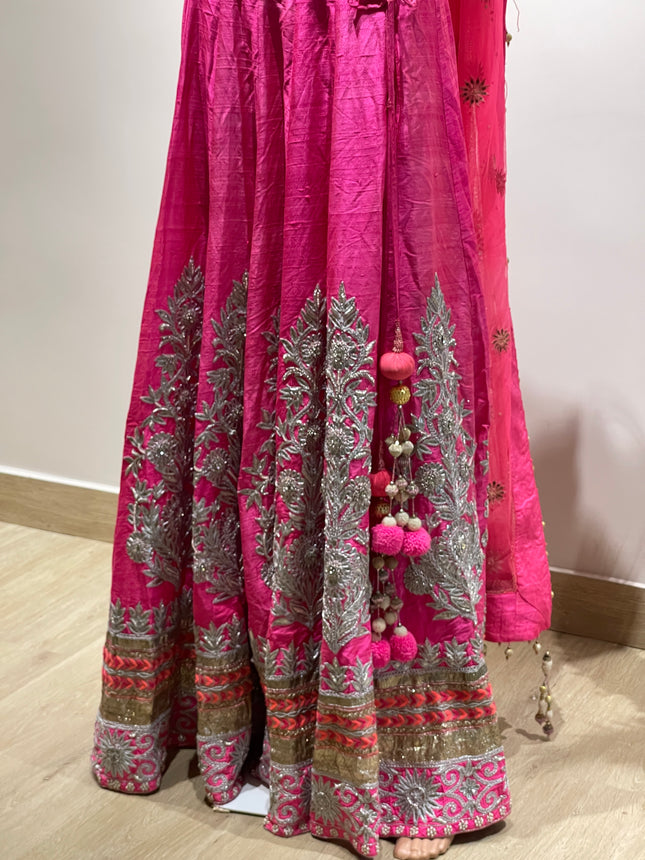 Anita Dongre Womens Pink Lehenga with Heavy Dupatta Embellishments