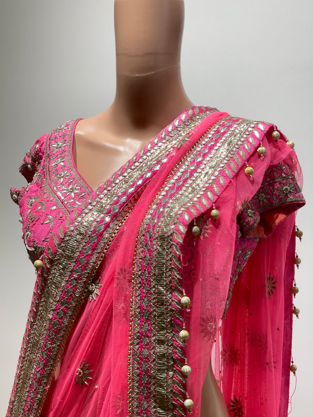 Anita Dongre Womens Pink Lehenga with Heavy Dupatta Embellishments