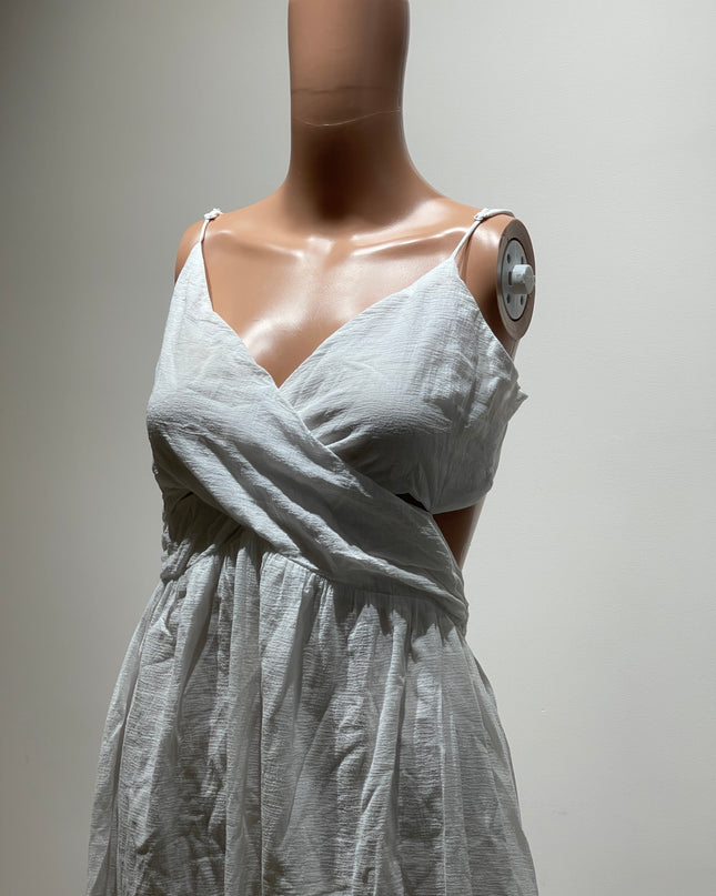 H&M Open-Back Crêpe White Womens Dress - L Size