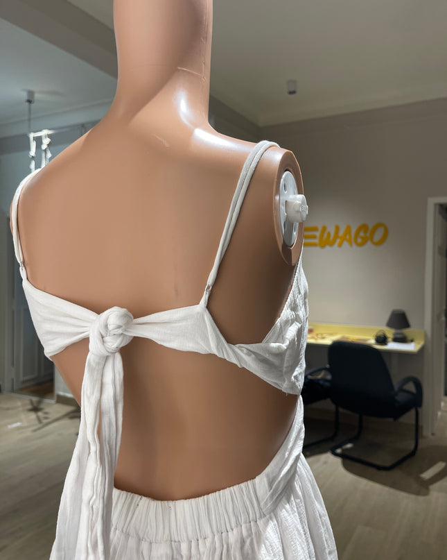 H&M Open-Back Crêpe White Womens Dress - L Size
