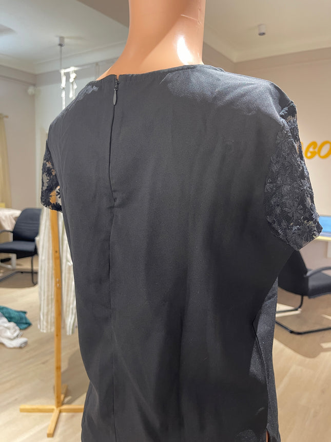 BEING HUMAN Casual Cap Sleeves Solid Women Black Crop Top XS Size