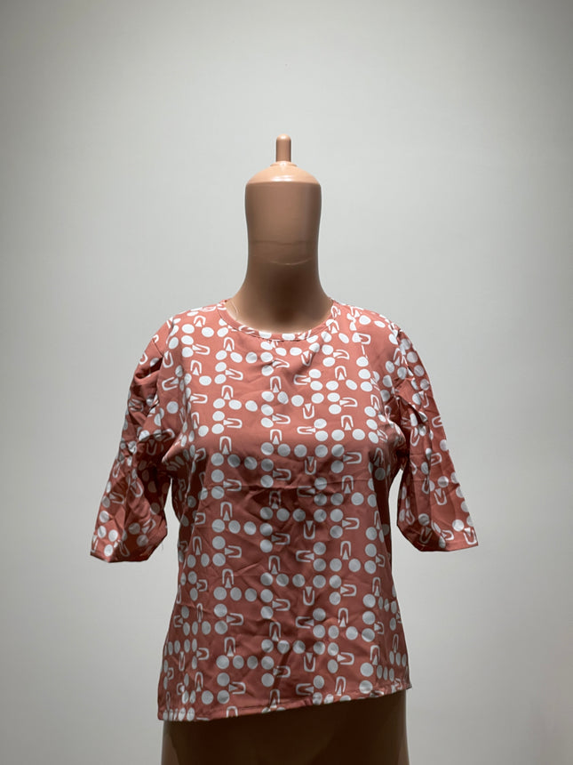 LIVIYA Womens Beige color Round Neck Crop Top L Size