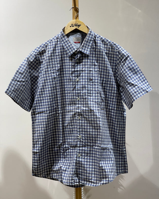 ARROW Mens Short Sleeve Poplin Gingham Check Woven Shirt 44 Size