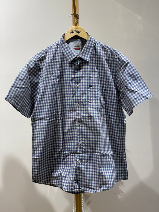 ARROW Mens Short Sleeve Poplin Gingham Check Woven Shirt 44 Size