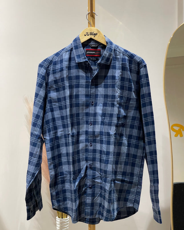 JOHN PLAYERS Men Super Slim Fit Checkered Casual Shirt L Size