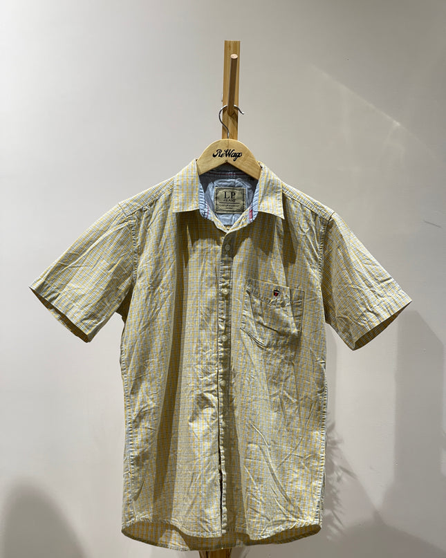 LP Men Short Sleeve Check Yellow Shirt - S Size