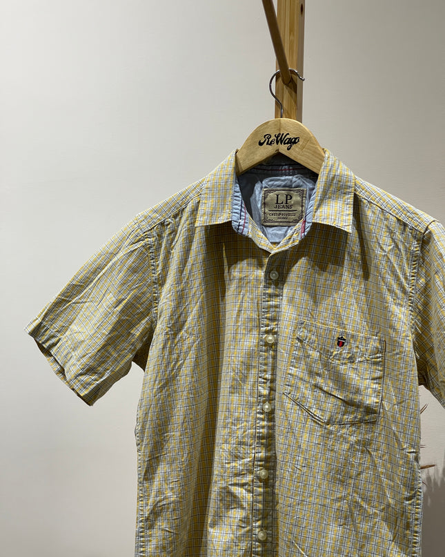 LP Men Short Sleeve Check Yellow Shirt - S Size