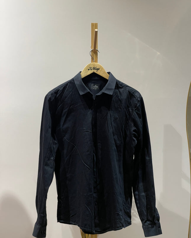 ALLEN SOLLY Men Black Shirt with Full Sleeve 42 Size