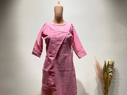 HETVI CREATION Womens Pink Printed A-Line Kurta M Size