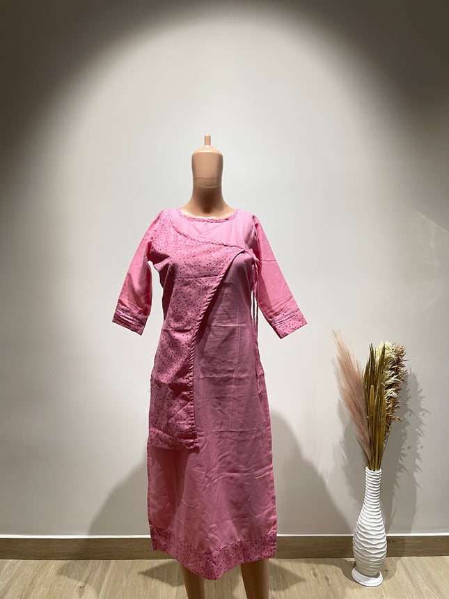 HETVI CREATION Womens Pink Printed A-Line Kurta M Size