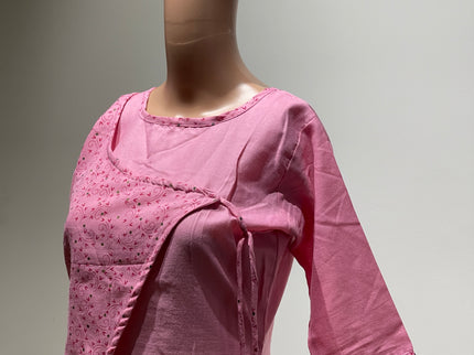HETVI CREATION Womens Pink Printed A-Line Kurta M Size