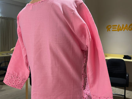 HETVI CREATION Womens Pink Printed A-Line Kurta M Size