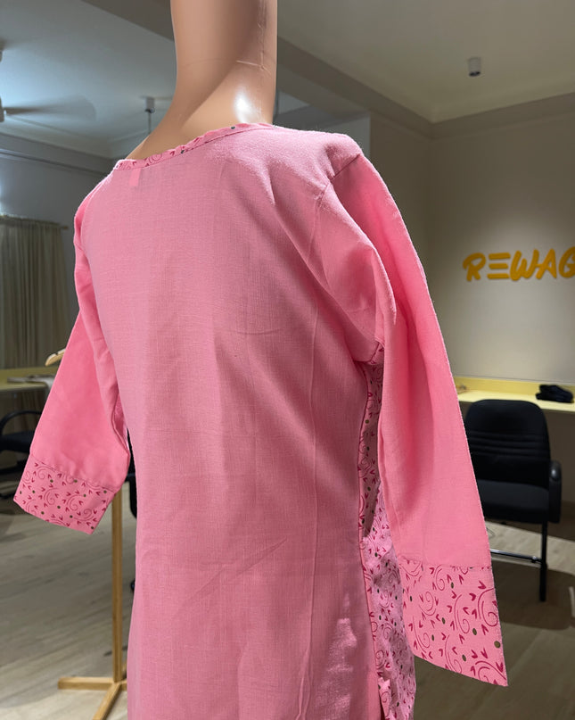 HETVI CREATION Womens Pink Printed A-Line Kurta M Size