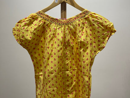 FUSION WOMEN Yellow Printed Top L Size