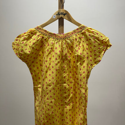 FUSION WOMEN Yellow Printed Top L Size